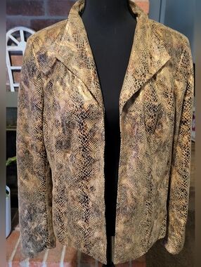 Investments Women's Snake-Print Open Front Jacket - Beige/Tan